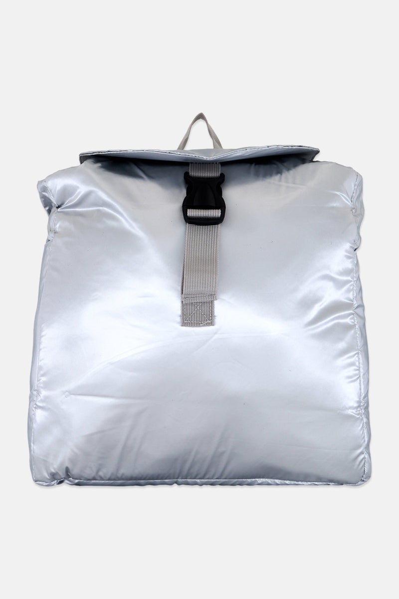 Muy Mucho Women Plain Backpack 40 H x 36 L x 12 W cm, Sliver  - Image 1