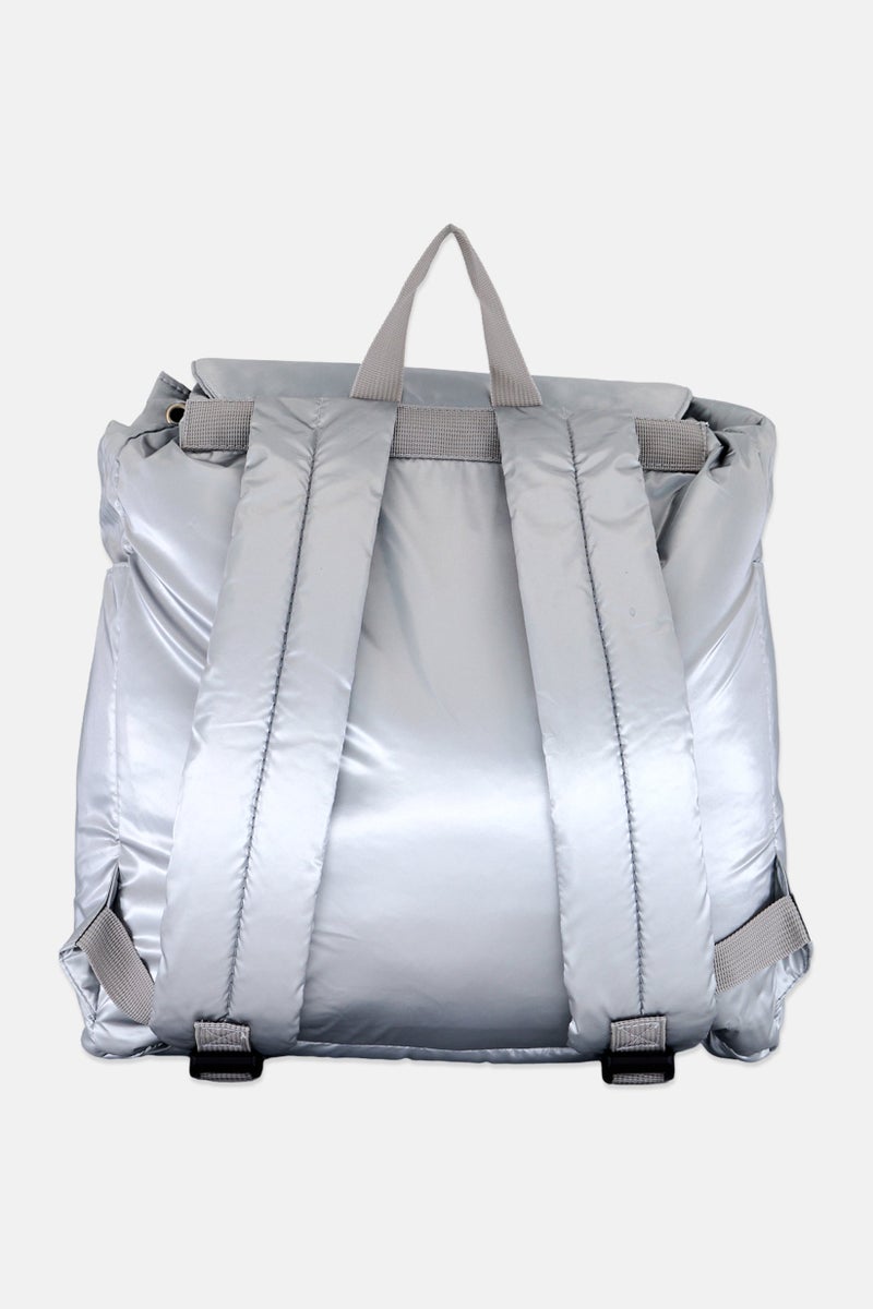 Muy Mucho Women Plain Backpack 40 H x 36 L x 12 W cm, Sliver  - Image 2