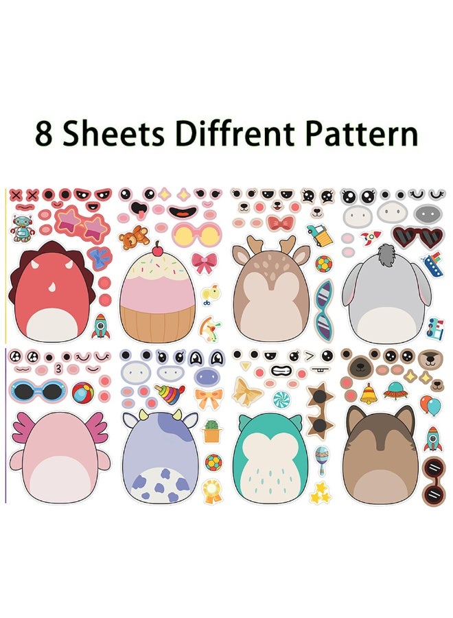 8 Sheets/Set Squishmallow Stickers Waterproof Make a Face Puzzle Cute Stickers DIY Craft for Kids - Image 3