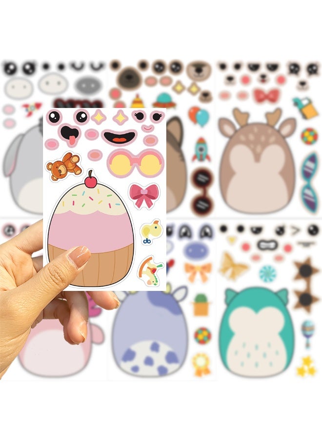 8 Sheets/Set Squishmallow Stickers Waterproof Make a Face Puzzle Cute Stickers DIY Craft for Kids - Image 4