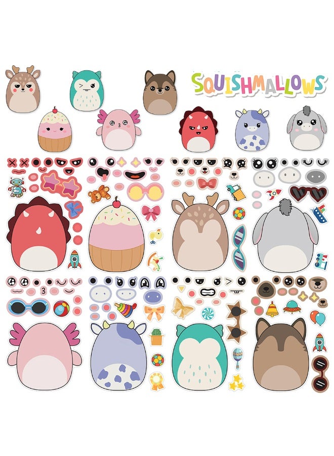 8 Sheets/Set Squishmallow Stickers Waterproof Make a Face Puzzle Cute Stickers DIY Craft for Kids - Image 1