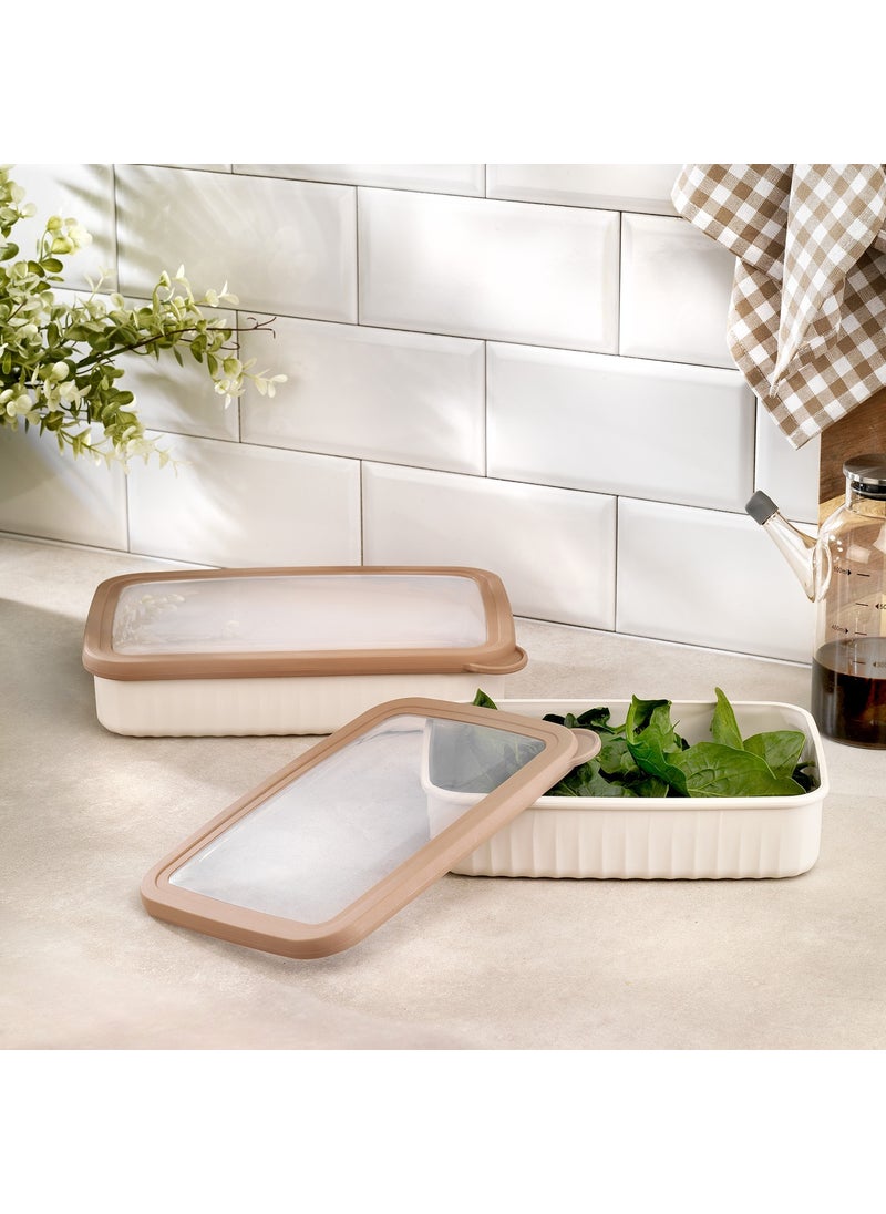 Schafer Ashley 2-Piece Rectangular Shallow Storage Box-Cream 