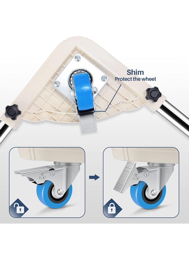 LAMAY Mini Fridge Stand Furniture Dolly Mobile Roller with 4 Locking Wheels-Base Adjustable Refrigerator Washing Machine Stand Moving Cart- Appliance Dolly Cart Roller Pedestal -Off White - Image 4