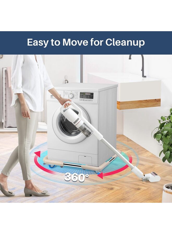 LAMAY Mini Fridge Stand Furniture Dolly Mobile Roller with 4 Locking Wheels-Base Adjustable Refrigerator Washing Machine Stand Moving Cart- Appliance Dolly Cart Roller Pedestal -Off White - Image 5