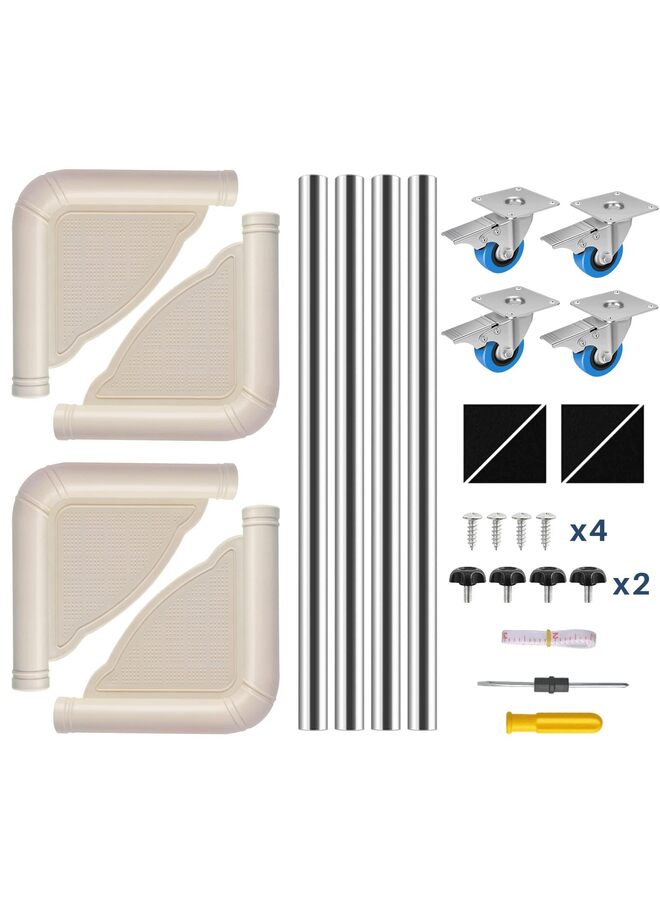 LAMAY Mini Fridge Stand Furniture Dolly Mobile Roller with 4 Locking Wheels-Base Adjustable Refrigerator Washing Machine Stand Moving Cart- Appliance Dolly Cart Roller Pedestal -Off White - Image 3