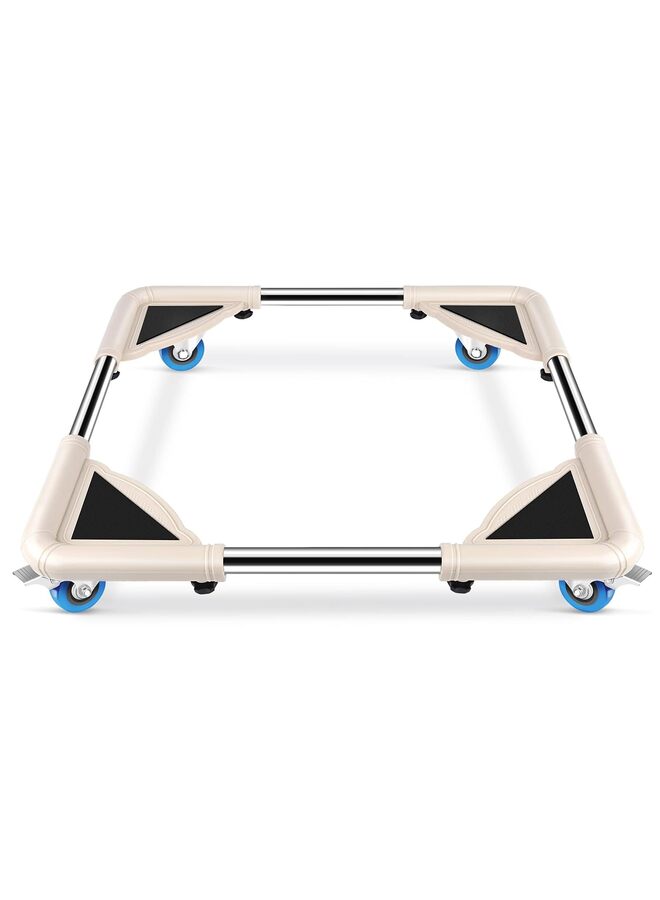 LAMAY Mini Fridge Stand Furniture Dolly Mobile Roller with 4 Locking Wheels-Base Adjustable Refrigerator Washing Machine Stand Moving Cart- Appliance Dolly Cart Roller Pedestal -Off White - Image 1