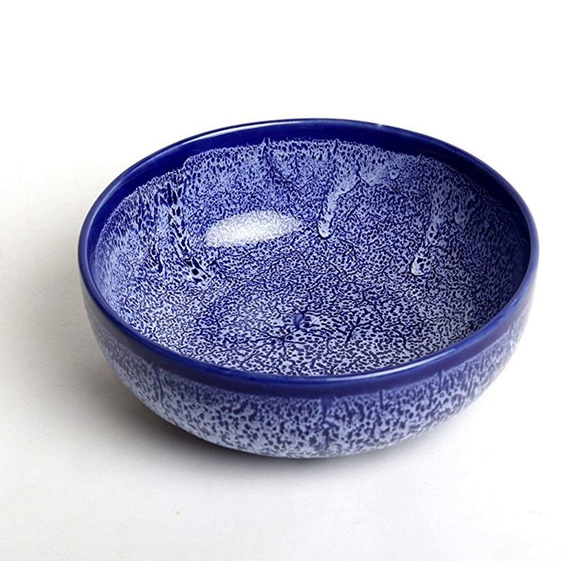 Caffeine Ceramic Handmade Blue Crackle Serving Bowl (Large) - Image 2