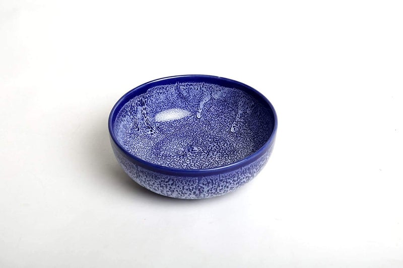 Caffeine Ceramic Handmade Blue Crackle Serving Bowl (Large) - Image 1