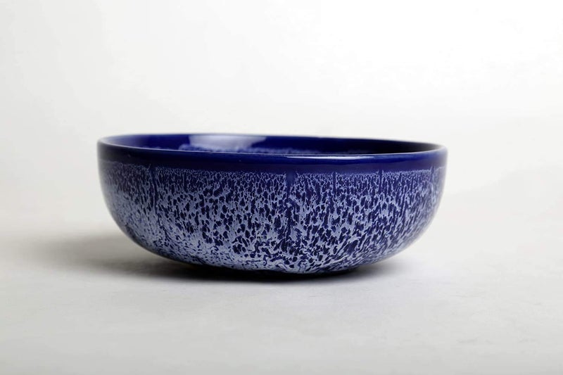 Caffeine Ceramic Handmade Blue Crackle Serving Bowl (Large) - Image 3