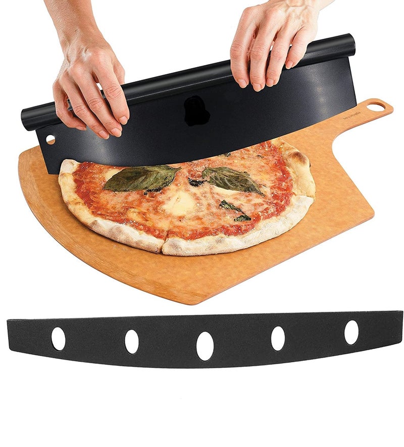 HARI 14 Black NonStick Pizza Cutter Sharp Stainless Steel Slicer Knife Rocker Style w Blade Cover Chop and Slices Perfect Portions Dishwasher Safe - Image 5