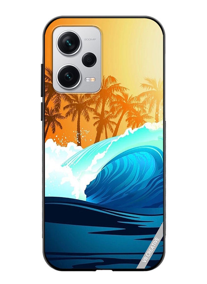 VR CREATIVE Protective Case Cover For Xiaomi Redmi Note 12 Pro Plus Tropical Surfing Wave At Sunrise With Palm Tree Design Multicolour  - Image 1