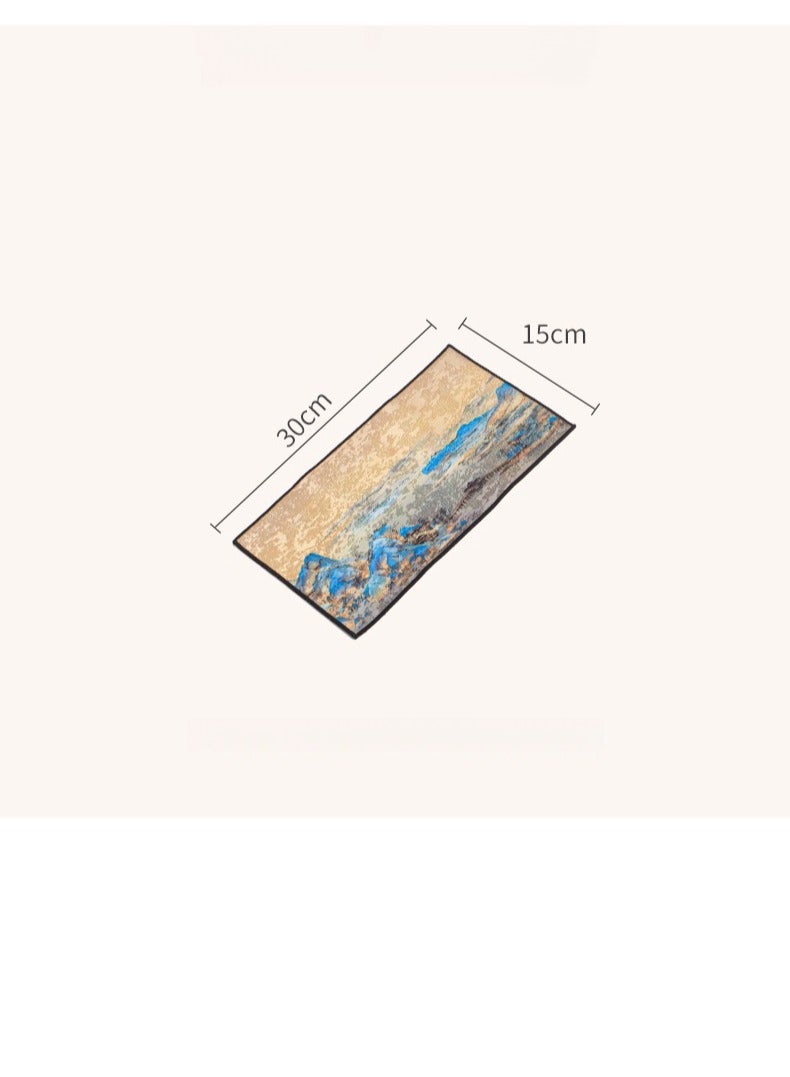 Chinese style retro absorbent tea towel tea set tea tablecloth tea coaster tea mat tea cloth strong absorbent dry foam towel home office kung fu tea set artistic landscape painting - Image 2
