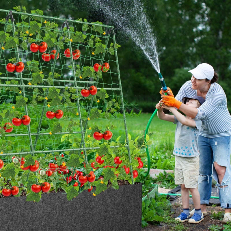 Tidponra Cucumber Trellis with 46 Gallon Grows Bag, 50 x 54 Inches A Frame Outdoor Greenhouse Trellis and Fabric Raised Bed, Climbing Net and Plant Support Clips for Bean Climbing Plants - Image 2