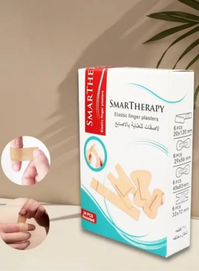 سمارثيرابي عبوة 24 قطعة لصقات جروح ضمادات للعناية بالاصابع – مقاسات متنوعة - Image 1