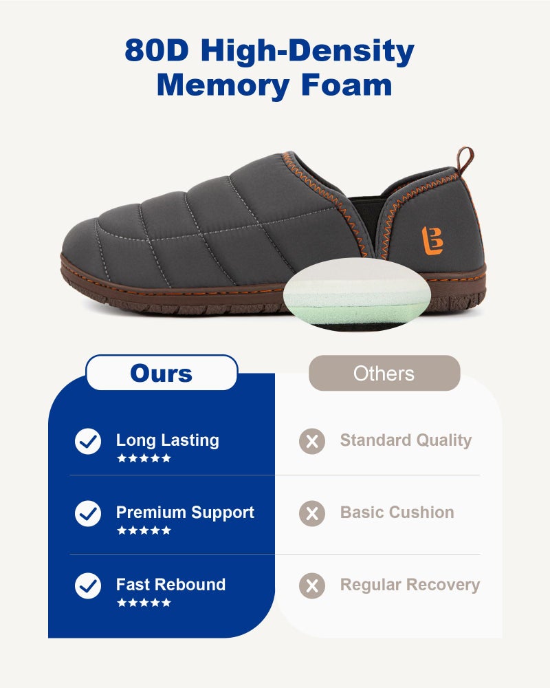 LongBay Men's Outdoor Slippers Two Tone Memory Foam Slip On Indoor House Shoes bedroom Loafers Grey, 12 - Image 5