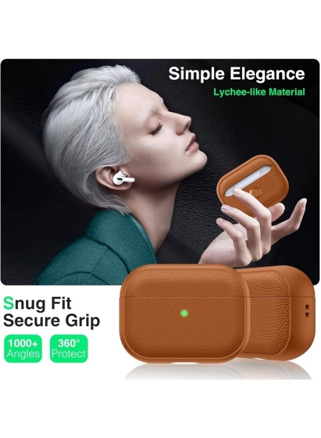Nova future for AirPods Pro 3 Generation Case, Compatible with AirPods Pro 3 Gen (2025), Drop Protection Cover with Keychain, Litchi Faux Leather, Shock-Proof Protective TPU Case (Brown) - Image 5