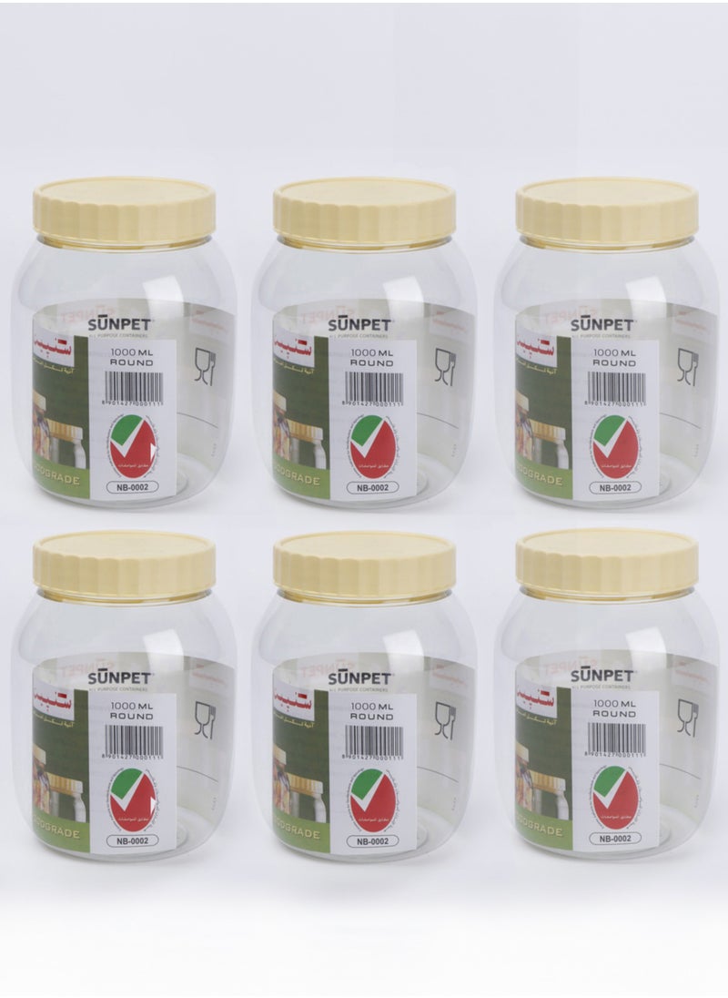 Sunpet 6-Piece Plastic Spice Storage Jar 1000ML  - Image 1