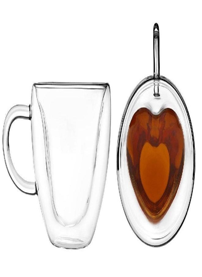 Godinger - Godinger Espresso Cups, Coffee Mug Set, Heart Mugs, Glass Coffee Mugs, Double Wall Insulated Glass Coffee Cups - 8oz, Set of 2 - Image 1