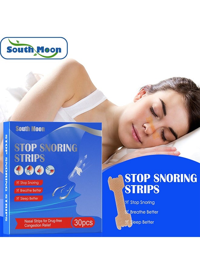 SOUTH MOON Stop Snoring Strips 30PCS,Nasal Strips for Congestiong Relief,Sleepright Breathing,Snoring Solution and Instant Relief for Nasal Congestion Caused By Colds and Allergies  - Image 2