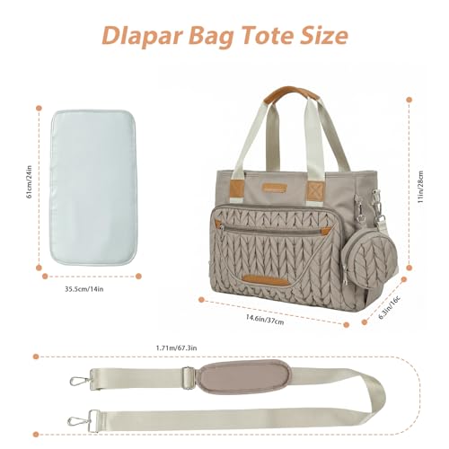 FHELAD Diaper Bag Tote, Crossbody Diaper Bag for Labor & Delivery, 16 Pockets 5 Insulated, Waterproof Lightweight Baby Bag with Changing Pad & Pacifier Case, Travel Mom Tote (Brown Taupe) - Image 3