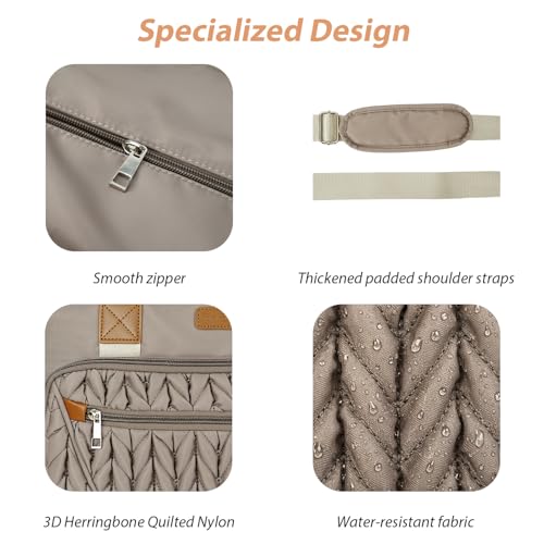 FHELAD Diaper Bag Tote, Crossbody Diaper Bag for Labor & Delivery, 16 Pockets 5 Insulated, Waterproof Lightweight Baby Bag with Changing Pad & Pacifier Case, Travel Mom Tote (Brown Taupe) - Image 4
