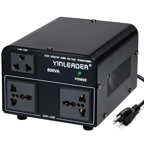 Yinleader 800W Voltage Converter Step Up 110V-120V to 220V-240V & Step Down 220V-240V to 110V-120V Power Transformer w/US Power Cord,Circuit Breaker Protection (VTUS-800) - Image 1