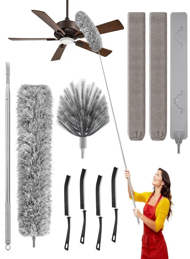 MimAuto 100-inch Duster with Extension Pole, 9-in-1 Cobweb Duster Kit Includes Spider Web Brush & Flat Gap Cleaner for High Ceiling, Fan, Under Appliances, Car, Home Deep Cleaning - Image 1