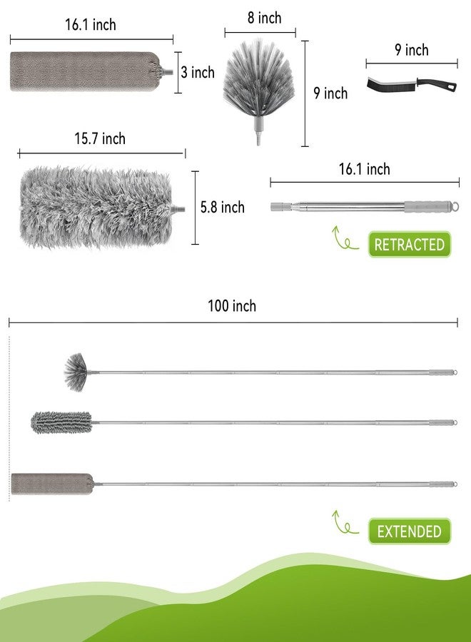 MimAuto 100-inch Duster with Extension Pole, 9-in-1 Cobweb Duster Kit Includes Spider Web Brush & Flat Gap Cleaner for High Ceiling, Fan, Under Appliances, Car, Home Deep Cleaning - Image 4