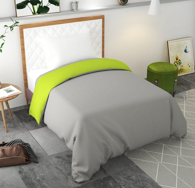 TURIYA 180 TC Microfiber 1 Pc Reversible Single Bed Duvet Cover/ Rajai Cover Cum Dohar; 90x60 inches; Green and Grey - Image 3