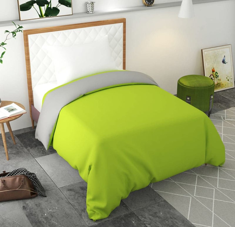 TURIYA 180 TC Microfiber 1 Pc Reversible Single Bed Duvet Cover/ Rajai Cover Cum Dohar; 90x60 inches; Green and Grey - Image 2