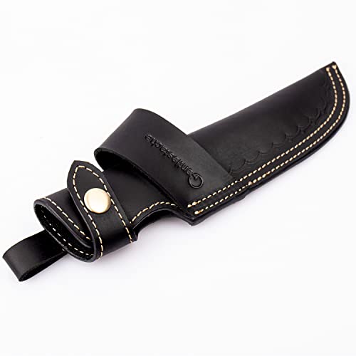 Gentlestache 5 Inch Blade Knife Sheath, Horizontal & Vertical Carry, Quick Access, Black Leather Knife Holster - Image 1