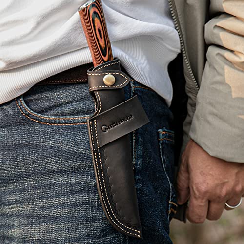 Gentlestache 5 Inch Blade Knife Sheath, Horizontal & Vertical Carry, Quick Access, Black Leather Knife Holster - Image 3