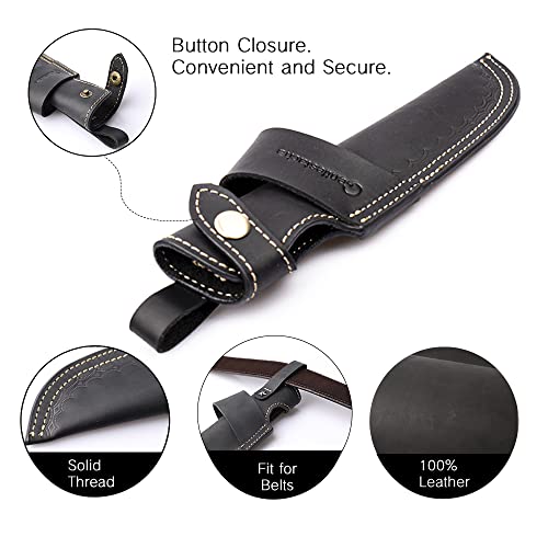 Gentlestache 5 Inch Blade Knife Sheath, Horizontal & Vertical Carry, Quick Access, Black Leather Knife Holster - Image 4