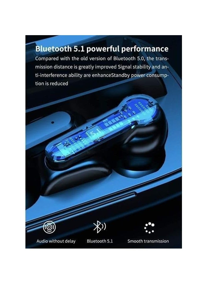TWS M19 Bluetooth Earbud, Wireless Headphones,Noise Cancelling,Bass Stress,Sports Gaming Headset with Mic LED Power Display Intelligente Touch Control Black - Image 3