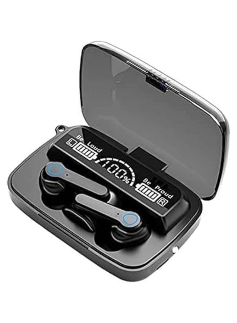 TWS M19 Bluetooth Earbud, Wireless Headphones,Noise Cancelling,Bass Stress,Sports Gaming Headset with Mic LED Power Display Intelligente Touch Control Black - Image 1