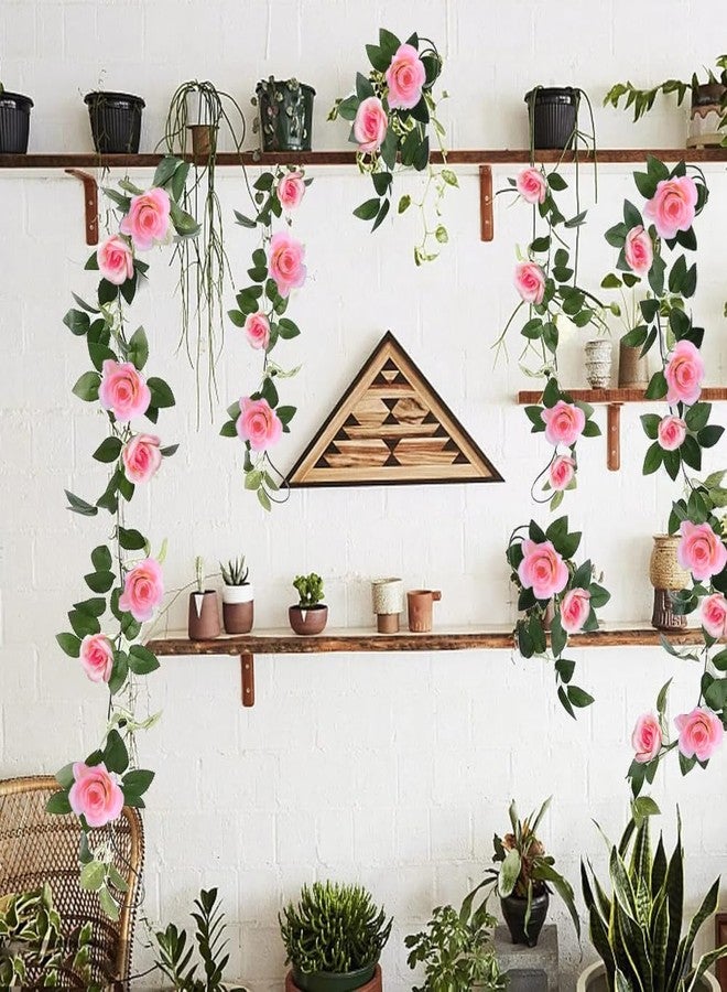 ZWYOQI 16 FT Fake Rose Vine Garland Artificial Flowers Plants Hanging Rose Ivy Home Hotel Office Wedding Party Garden Décor (Pink/2PCS) - Image 5