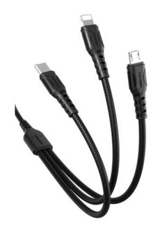 كابل شحن سريع 3 في 1 متوافق مع Micro + Lightning + Type-C  بقوة 2.4 امبير