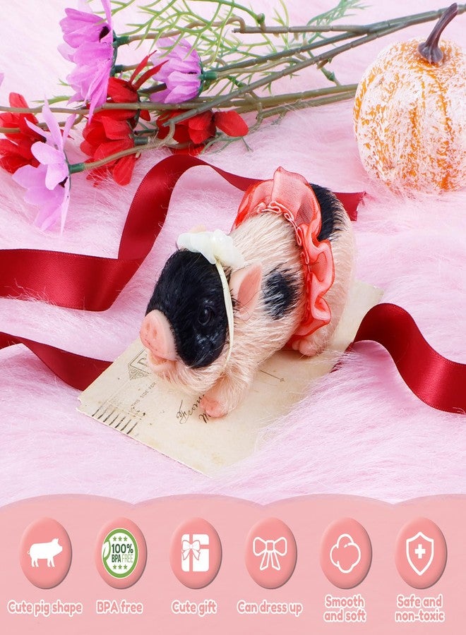 HOTBEST Silicone Pig Silicone with Nursing Bottle and Clothing Accessories 5 Inch Lifelike Pig Doll Cute Realistic Miniature Reborn Interesting Full Body Toys (D) - Image 2