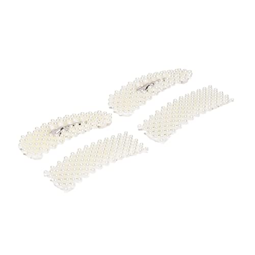 AccessHer White Beaded Tic Tac Hair Clip, handcrafted designer clips for girls and women - Pack of 2 - Image 1