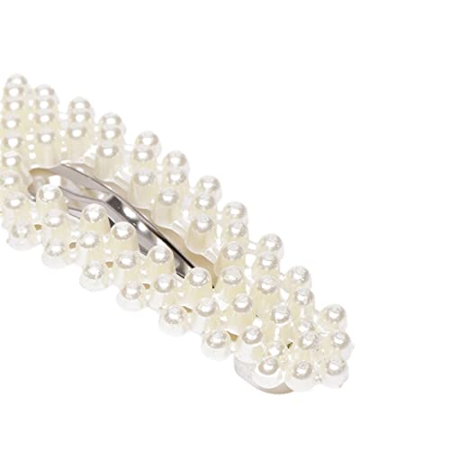 AccessHer White Beaded Tic Tac Hair Clip, handcrafted designer clips for girls and women - Pack of 2 - Image 4