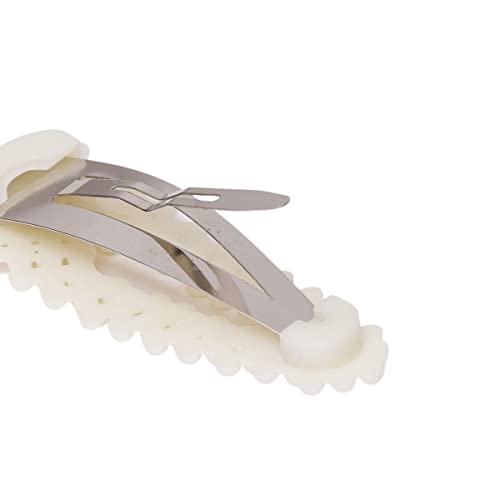 AccessHer White Beaded Tic Tac Hair Clip, handcrafted designer clips for girls and women - Pack of 2 - Image 3