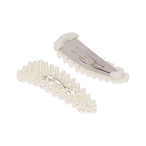 AccessHer White Beaded Tic Tac Hair Clip, handcrafted designer clips for girls and women - Pack of 2 - Image 2