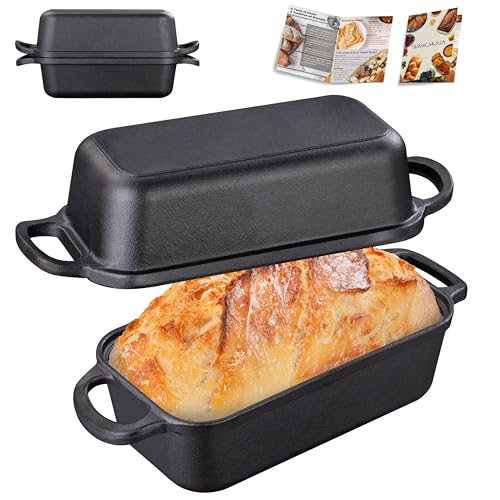 GRMlmosa GRMImosa 2 in 1 Cast Iron Bread Loaf Pan with Lid, Loaf Pans for Baking Bread 9x5 Inch, Even Heat Distribution for Meatloaf, Homemade Bread - Image 1