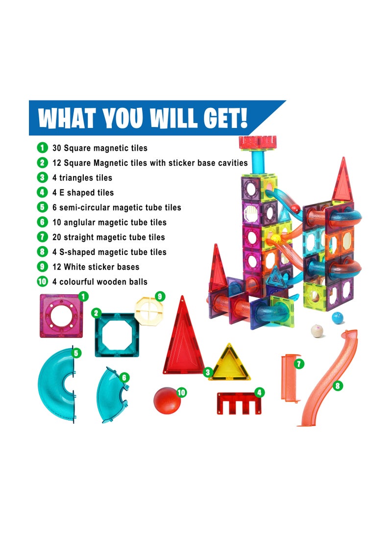 Snap Bazaar 106-Piece Magnet Building and Construction Toy with Marble Run - Image 3