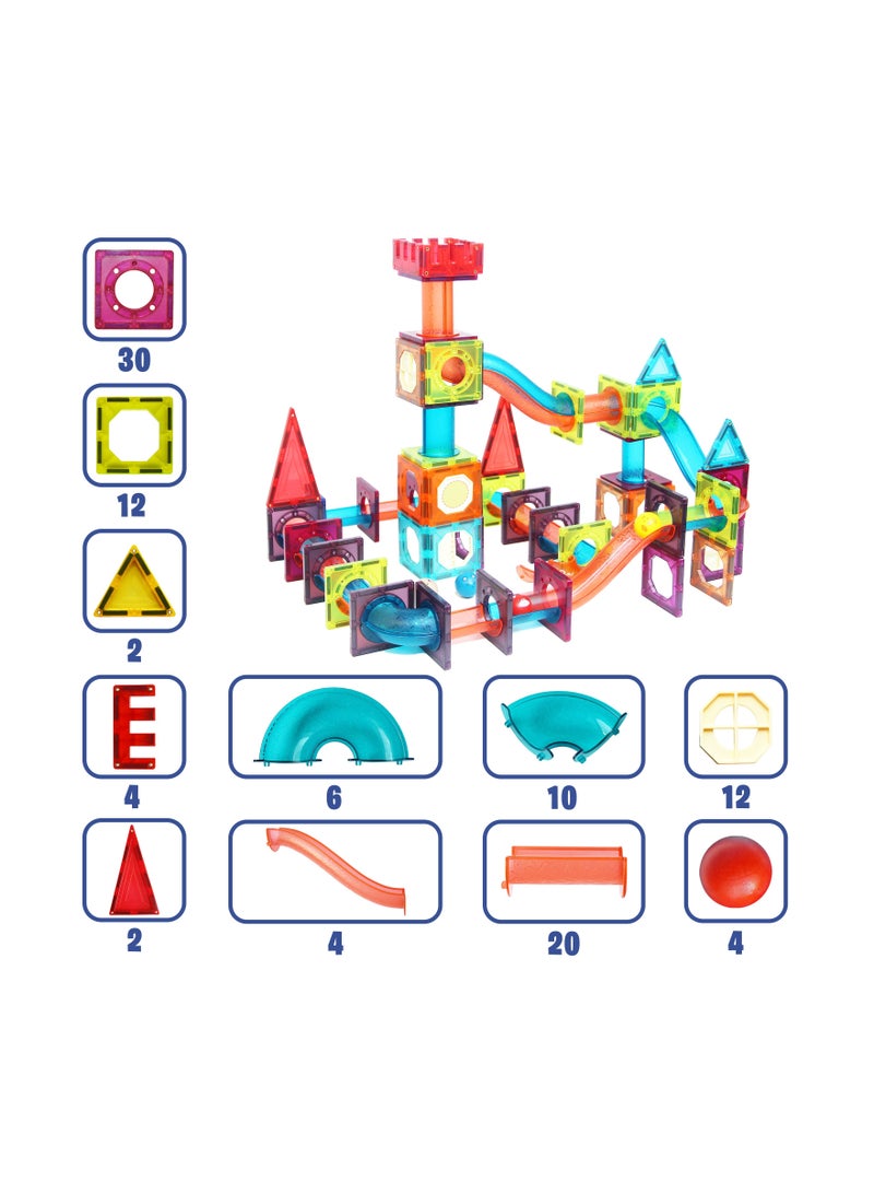Snap Bazaar 106-Piece Magnet Building and Construction Toy with Marble Run - Image 4