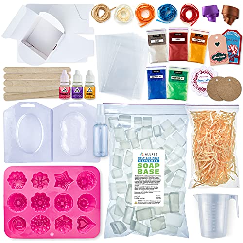ALEXES Soap Making Kit - Make Your Own Soap Kit - DIY Soap Making Supplies Kit for Adults - 1.1 lb Glycerin Soap Base - Soap Making Kit for Beginners - Handmade Soap - Image 1
