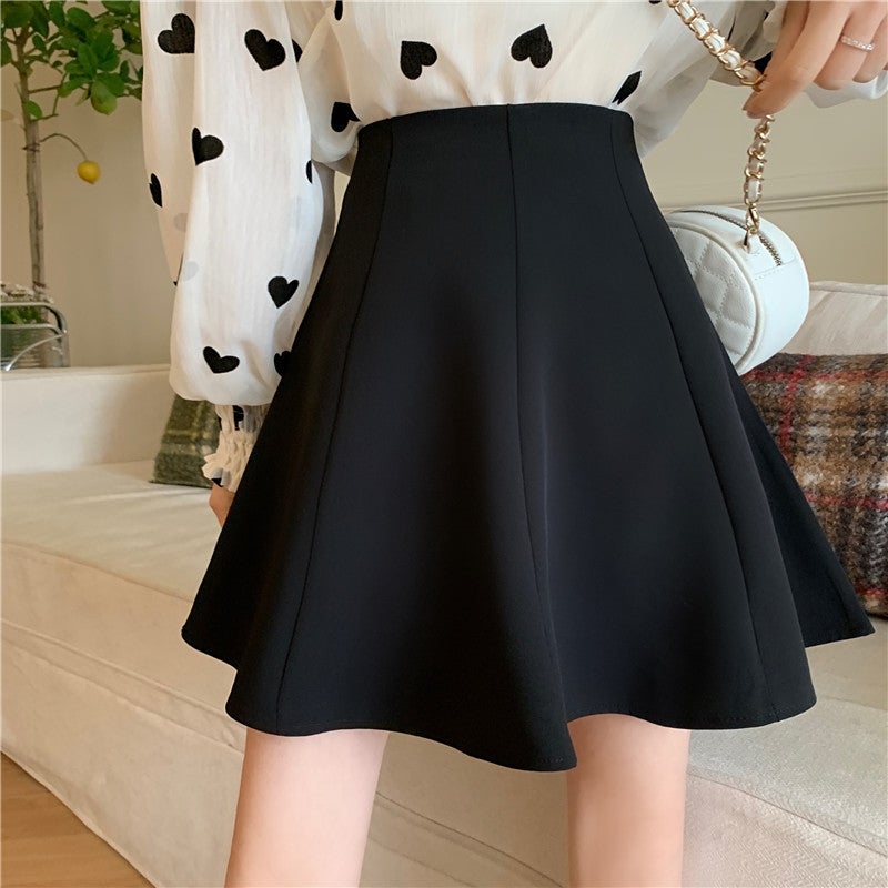 Real shot real price ~ 2023 Korean version of the new candy multi-color high waist slim Joker unkempt skirt A- shaped skirt women Sakura Pink