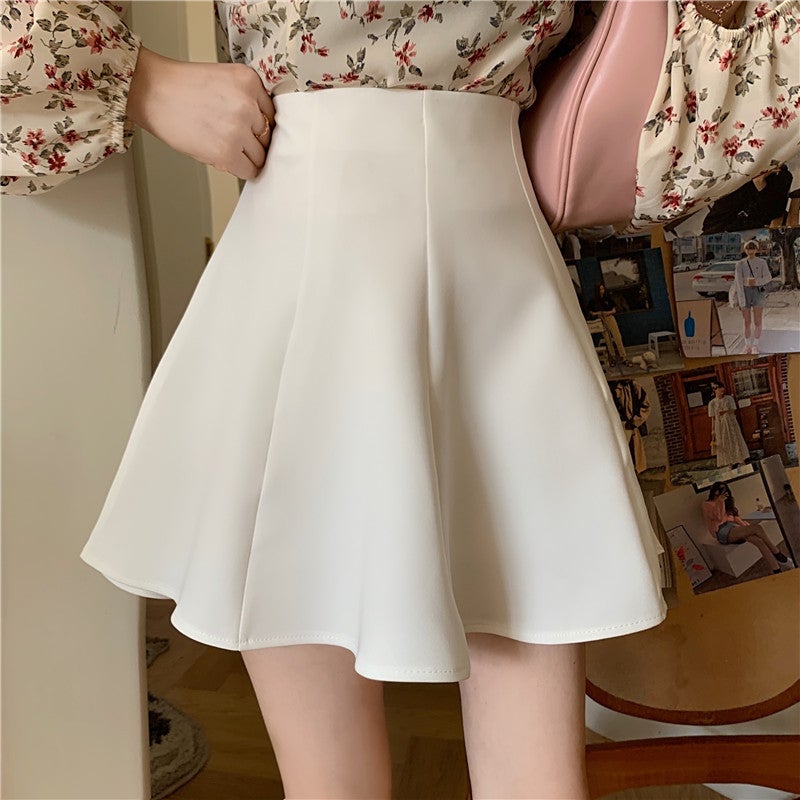 Real shot real price ~ 2023 Korean version of the new candy multi-color high waist slim Joker unkempt skirt A- shaped skirt women Sakura Pink