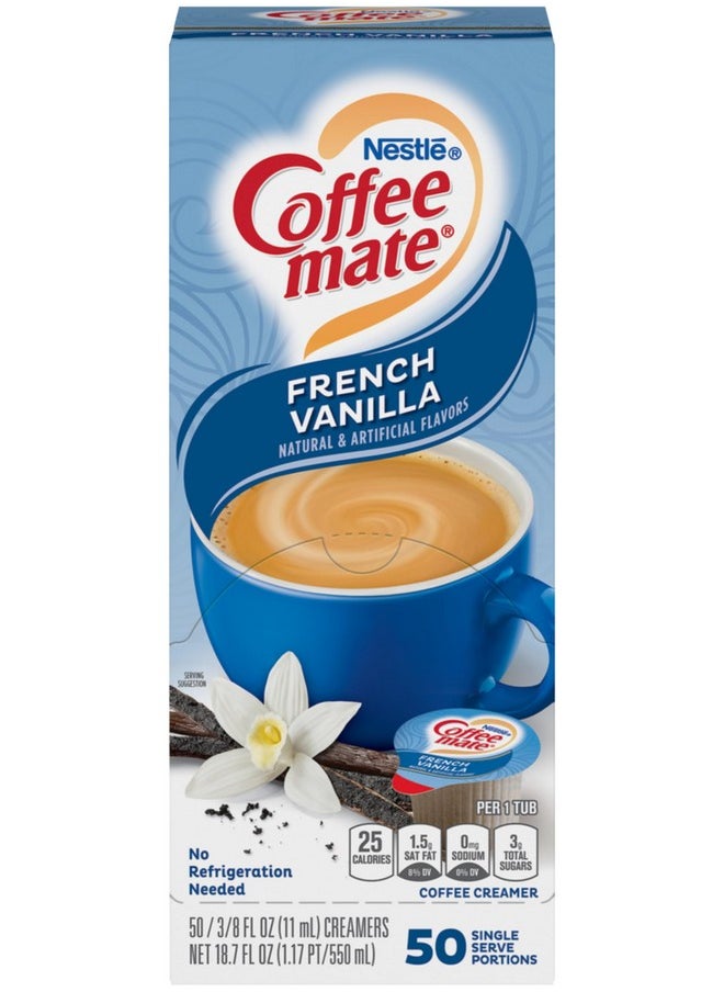 Nestle Nestle Coffee mate Liquid Coffee Creamer Singles, French Vanilla, 50 Ct Box with Coffee Scoop  - Image 1