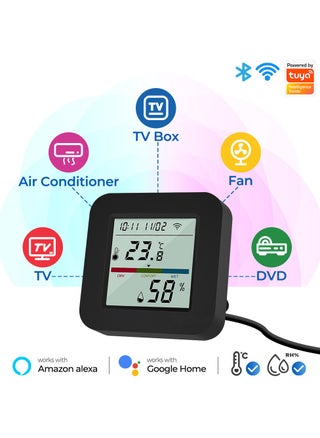 UanTii 4 in 1 Tuya Smart Universal IR Remote With Temperature Humidity Sensor with Display Wifi Infrared Remote for Air Conditioner, TV.etc Works with Alexa Google Assistant - pzsku/ZC7F4A099E8563F91F776Z/45/_/1698421099/bd69908c-036f-495b-b3bf-799ccefca739